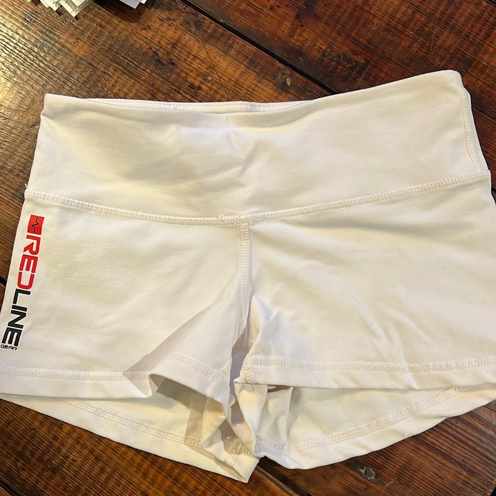 White redline booty shorts